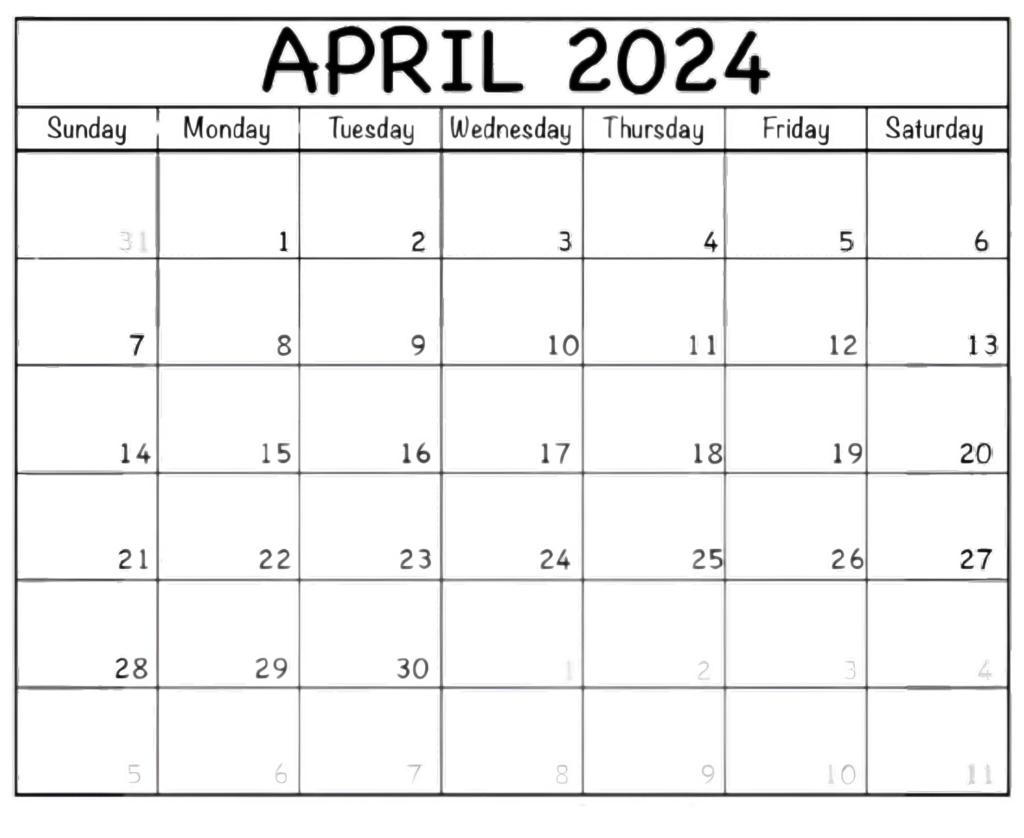 A Simple Black & White Calendar