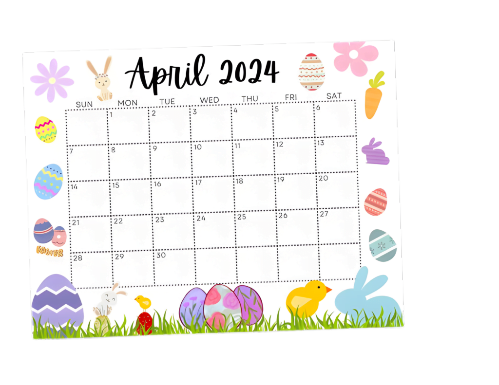 Minimally Designed Easter Calendar