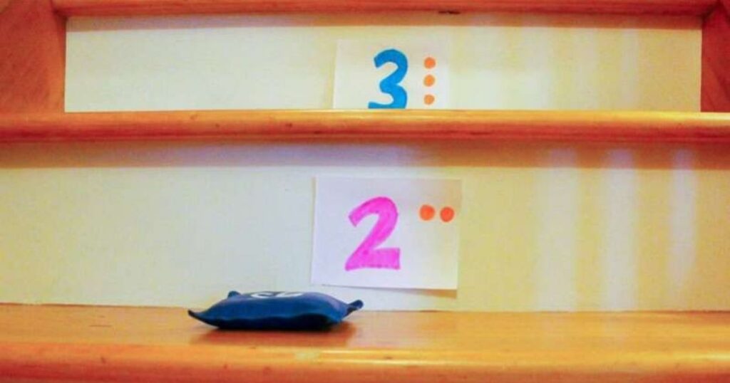 Number Toss Game on Stairs with Bean Bags