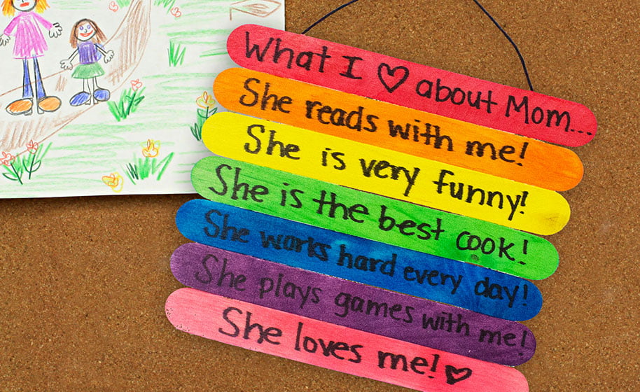 Popsicle Sticks of What We Like About You for Mother's Day