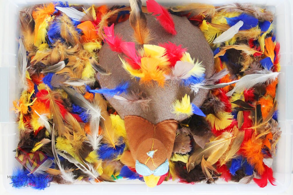 Sensory Board With Feathers