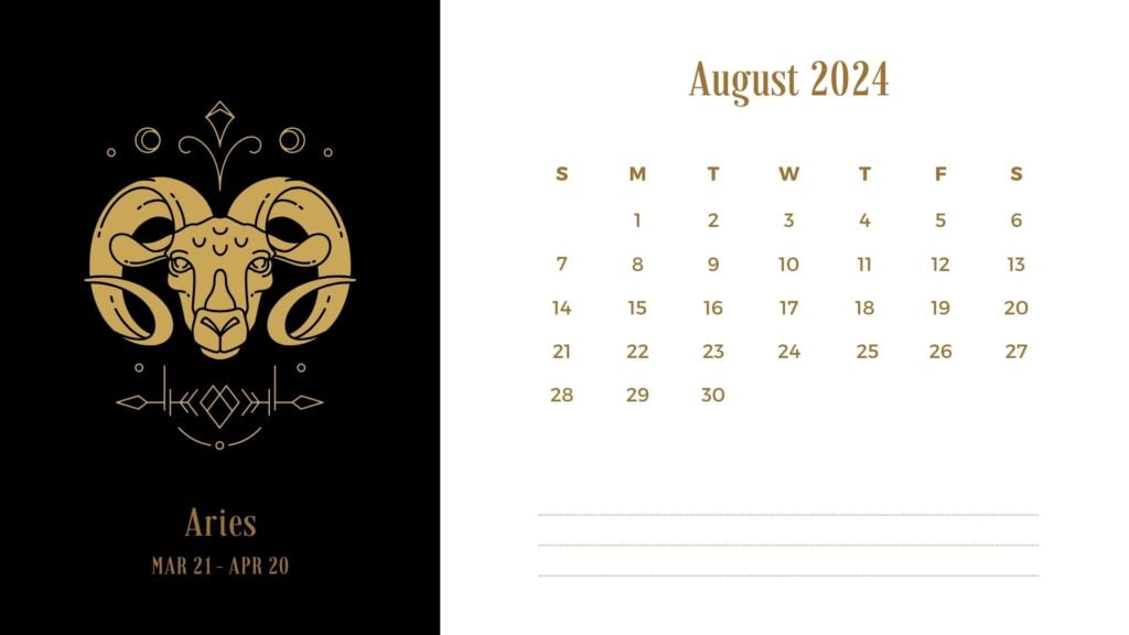 White & Golden Theme Calendar